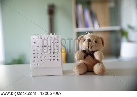 2021 Calendar Desk Place On Table. Desktop Calender For Planner To Plan Agenda, Timetable, Appointme