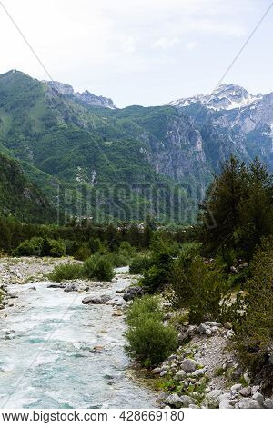 Mountain Landscape In National Park Theth In The Albanian Alps.