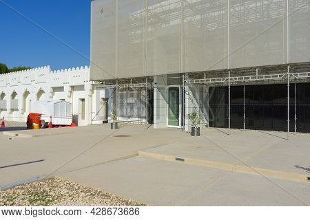 Doha, Qatar - Nov 23, 2019 : Mathaf Arab Museum Of Modern Art With Blue Sky In Doha, Qatar On Nov 23