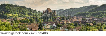 Panorama of Biertan fortified saxon church, Unesco World Heritage site, in Biertan village, Transylvania, Romania, Europe. Romania travel destination
