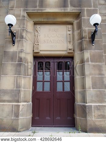 Rochdale, Greater Manchester, United Kingdom - 14 July 2021: Close Up Of The Entrance Of The Old Fir