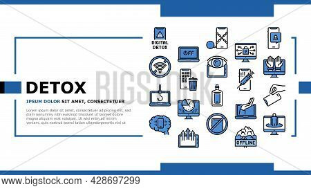Digital Device Detox Landing Web Page Header Banner Template Vector. Wifi And Smartphone Crossed Out