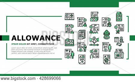 Allowance Finance Help Landing Web Page Header Banner Template Vector. Checking Status And Issue Of 
