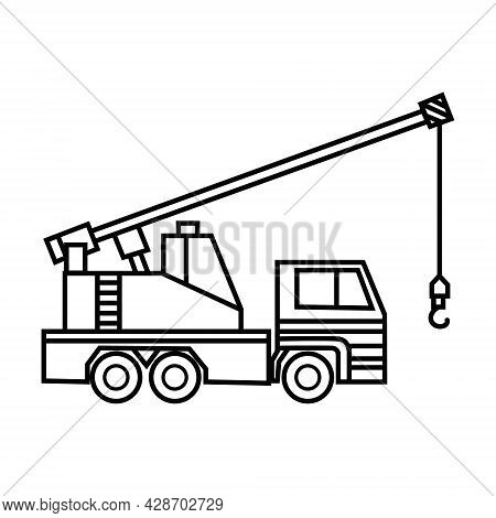 Truck Crane Icon Black Vector Illustration Isolated On A White Background.