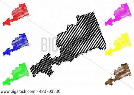 Fermo Province (italy, Italian Republic, Marche Or The Marches Region) Map Vector Illustration, Scri