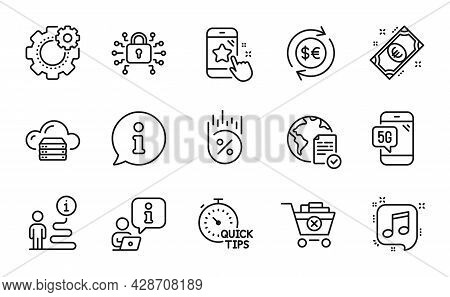 Business Icons Set. Included Icon As Euro Money, 5g Phone, Online Voting Signs. Cogwheel, Star Ratin