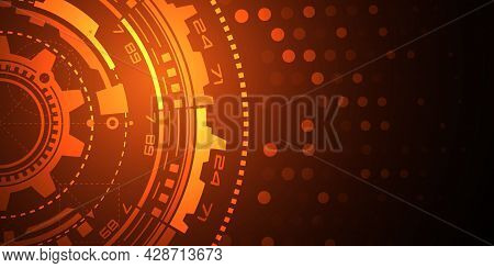Neon Technology Background.cogwheel Vector Illustration.hud Futuristic .technologies Of The Future.