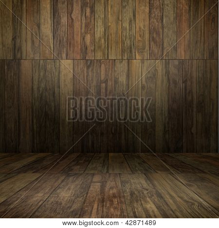 Intérieur de grunge avec woodenl sol et mur utile comme toile de fond