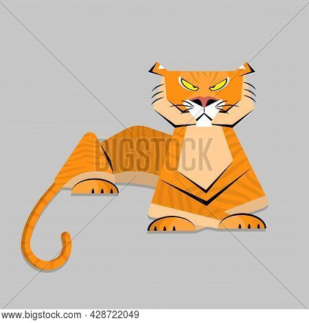 Roaring Tiger. Symbol Of 2022. Flat Vector Illustration.