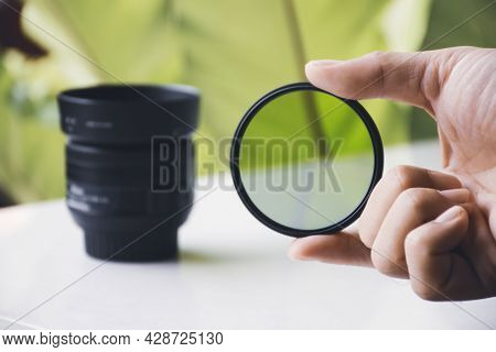 Cpl Filter Of Camera Lens In The Hand