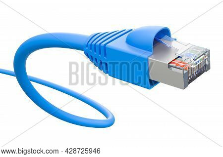 Lan Ethernet Network Cable, 3d Rendering Isolated On White Background