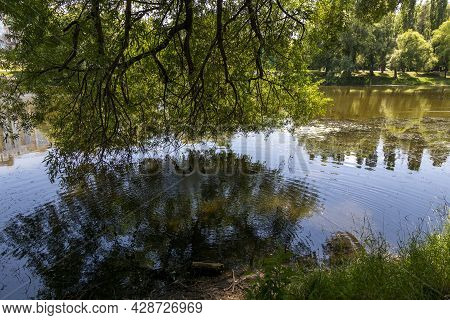 View Of The Vezelka River In Victory Park In The Center Of Belgorod