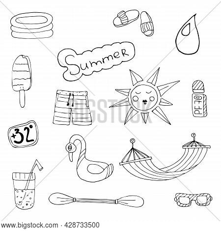 Cute Set Vectors Illustrations Summer For Mude