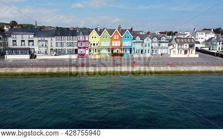 Yellow Red Orange Green Blue Sky Houses By The Sea Aerial Whitehead N. Ireland