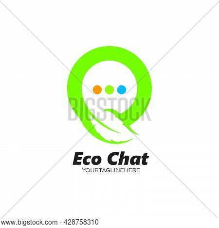 Speech Bubble Leaf Concept  Logo Icon Vector