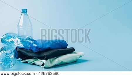 Polyester Fiber Synthetic Fabrics Eco-friendly Textile Recycled Recyclable Plastic Bottles. Reuse Re
