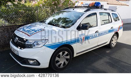 La Rochelle , Aquitaine France - 07 25 2021 : Police Municipale French Municipal Police Logo Text An
