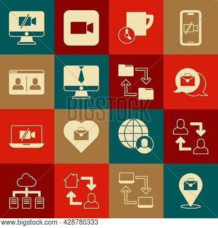 Set Online Working, Project Team Base, Time Management, Video Chat Conference, Camera Off Computer A