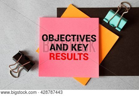 Objective Key Results Wood Letters Arraanged On Wood Background
