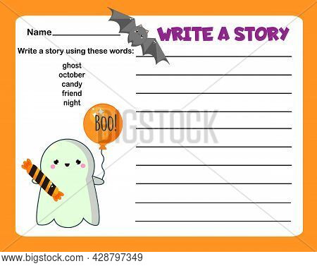 Writing Prompt For Kids Blank. Educational Children Page. Develop Fantasy And Writing Stories Skills