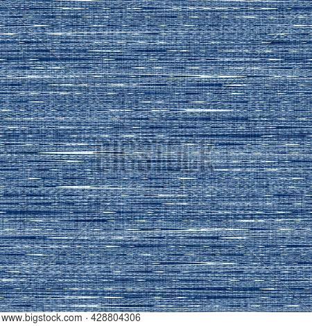 Classic Blue Woven Stripe Masculine Shirt Fabric Texture. Navy Space Dyed Marled Melange Background.