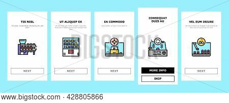 Pharmaceutical Production Factory Onboarding Mobile App Page Screen Vector. Laboratory Manufacturing