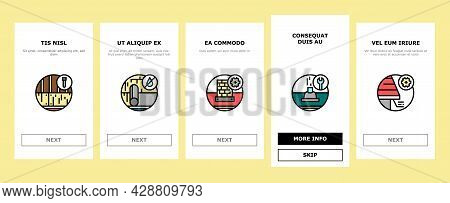 Roof Replacement Job Onboarding Mobile App Page Screen Vector. Metal And Wooden Roof Replacement, In