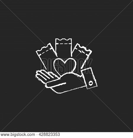 Charitable Lottery Game Chalk White Icon On Dark Background. Fundraising Opportunities. Charity Gamb
