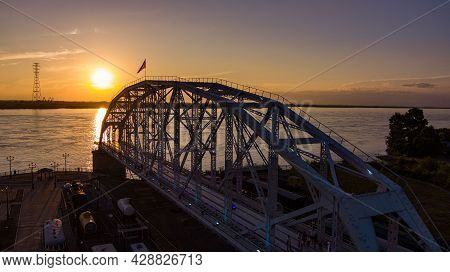 Bridge Museum . Span Of The The Historic Railway Bridge Across The Amur River. Project By Lavr Prosk