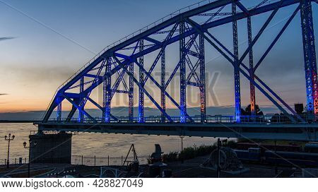 Bridge Museum . Span Of The The Historic Railway Bridge Across The Amur River. Project By Lavr Prosk