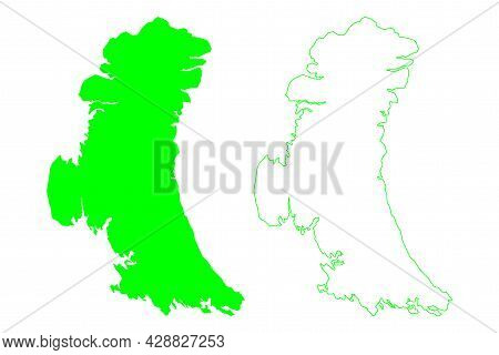 Yuzhny Island (russia, Russian Federation, Novaya Zemlya Archipelago) Map Vector Illustration, Scrib