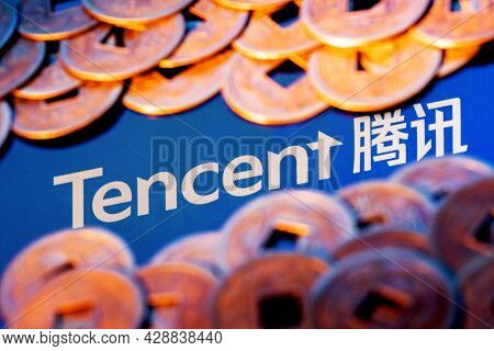 Kazan, Russia - August 4, 2021:  Tencent Holdings Ltd. Is A Chinese Multinational Technology Conglom