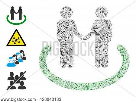 Line Collage Trustful Area Icon United From Straight Elements In Random Sizes And Color Hues. Line E