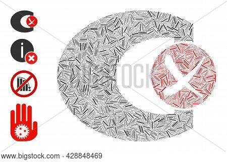 Line Collage Standard Control Failed Icon United From Straight Elements In Variable Sizes And Color 