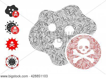 Line Mosaic Bactericidal Toxin Icon Organized From Narrow Elements In Different Sizes And Color Hues