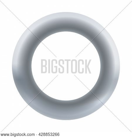 Iron Ring, Smooth Polished Metal Steel Torus, Gray Circle Logo. Isolated Vector Illustration On Whit