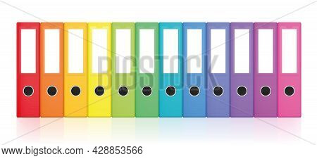 Rainbow Colored Set Of Ring Binders, Colorful Blank Leaf Binder Map Collection For Happy Office Orga