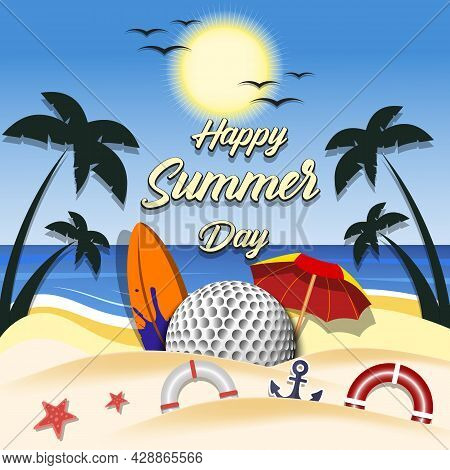 Summer Golf Poster. Happy Summer Day