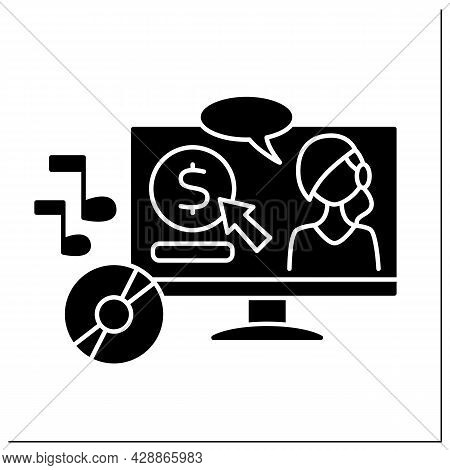 Music Maker Glyph Icon. Donations For Music Creators. Support Musicians. Art Development. Virtual Ti
