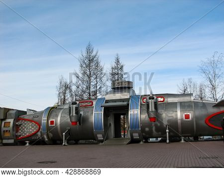 Krasnoyarsk, Russia - February 10, 2019: Park Of Attractions In The Form Of Equipment Of The Future.