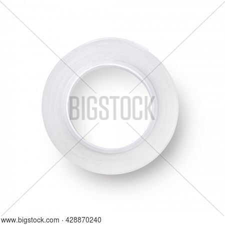 Top view of silicone double sided adhesive tape isolated on white