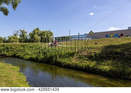 Belgorod, Russia - July 08, 2021: Fishermen On The Banks Of The River Vezelka In The Center Of Belgo