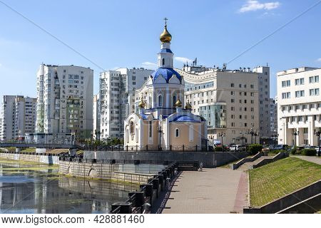 Belgorod, Russia - July 08, 2021: The Orthodox Temple Of The Archangel Gabriel In The Center Of Belg