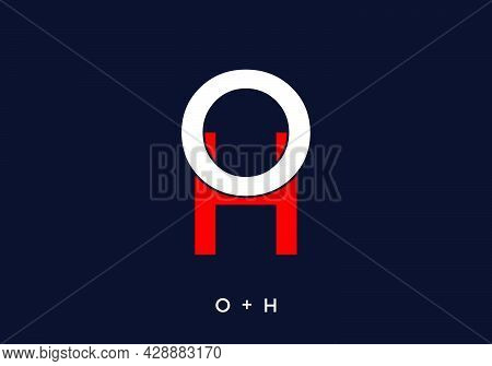 White And Red Color Of Oh Initial Letter Design