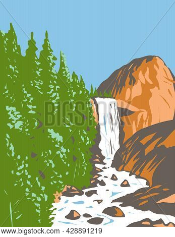 Wpa Poster Art Of Vernal Fall On The Merced River Just Downstream Of Nevada Fall Within Yosemite Nat