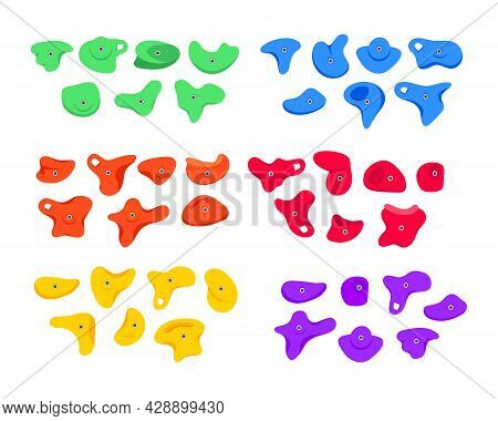 Set Of Climbing Grips Or Holds In The Gym Bouldering Training Flat Style Design Vector Illustration 