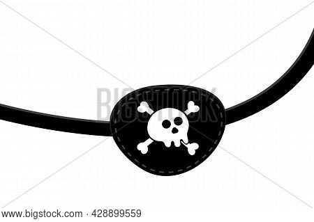 Pirate Eye Patch Icon Sign Flat Style Design Vector Illustration Isolated On White Background. Black