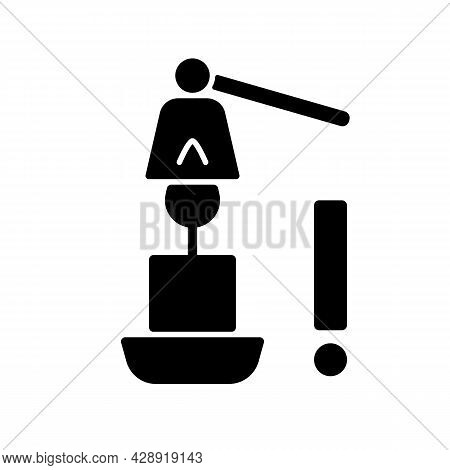 Use Candle Snuffer Black Glyph Manual Label Icon. Blowing Out Flame Safely. Candle Extinguisher. Sil