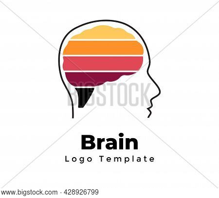Creative Brain Vector Logo Template. Abstract Educational Sign. Thinking Concept. Psychological Symb