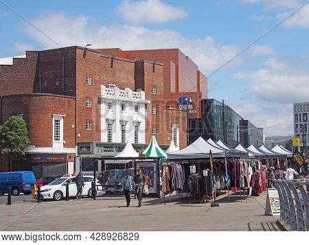 Rochdale, Greater Manchester, United Kingdom - 14 July 2021: People Shopping At The Weekly Riverside